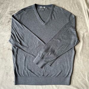 Daniel Cremieux Mens Classic Grey V-Neck Suprima Cotton/Cashmere Sweater XL